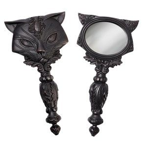 Alchemy Gothic Black Egyptian Cat Resin Hand Mirror NEW in Box